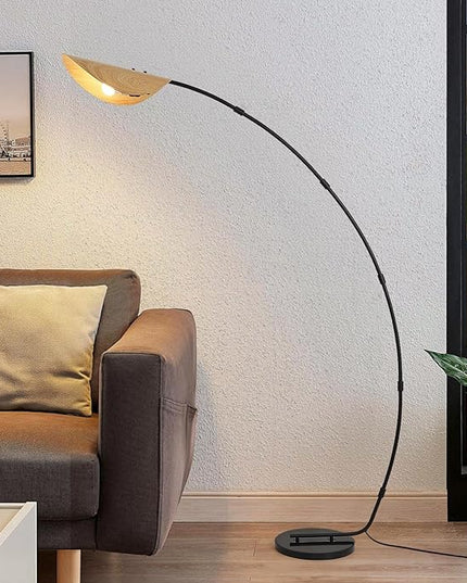 AIDENOEY Arc Floor Lamps for Living Room,Modern Standing Lamp with Leaf Type Lampshade，Over Couch Reading Lamps for Bedroom，Corner Lamp with Foot Switch，Tall Lamp for Home,Office(Bulb Included) - LeafyLoom