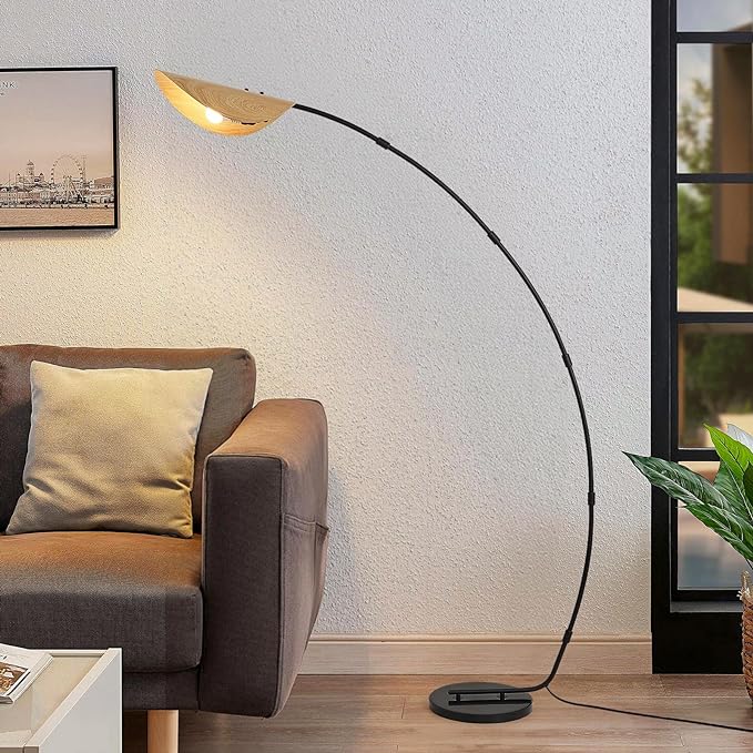 AIDENOEY Arc Floor Lamps for Living Room,Modern Standing Lamp with Leaf Type Lampshade，Over Couch Reading Lamps for Bedroom，Corner Lamp with Foot Switch，Tall Lamp for Home,Office(Bulb Included) - LeafyLoom
