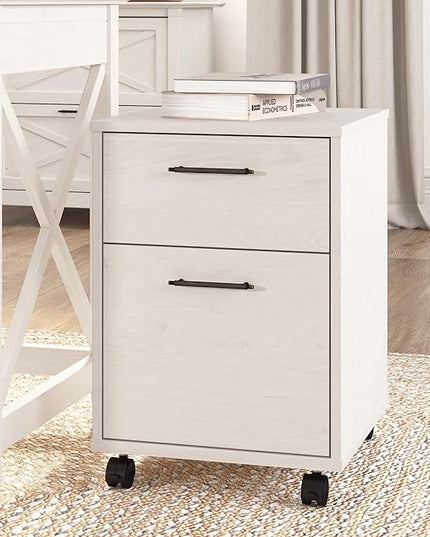 Bush Furniture Key West 2-Drawer Mobile File Cabinet, Letter/Legal, Linen White Oak, 15.75-Inch (KWF116LW-03) - LeafyLoom