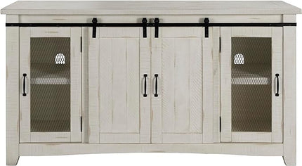 Martin Svensson Home Aspen 65" Solid Wood TV Stand, All Antique White - LeafyLoom