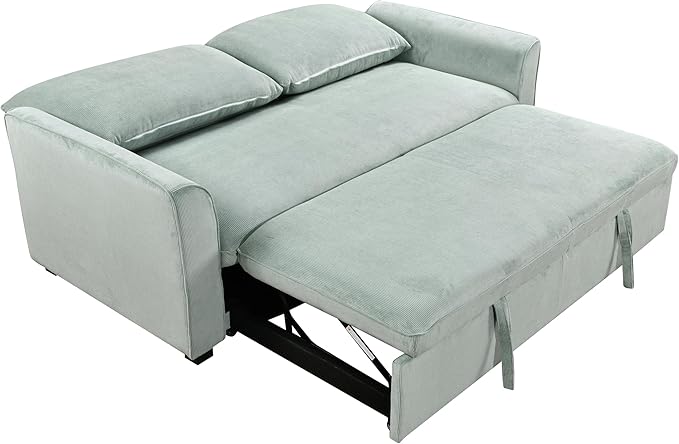 3 in 1 Oversized Convertible Loveseat Sleeper Sofa Bed,Soft Corduroy Upholstered Queen Love Seats Sofabed W/Pull Out Sleep Couch,Comfortable Cushions and Padded Armrests for Living Room - LeafyLoom