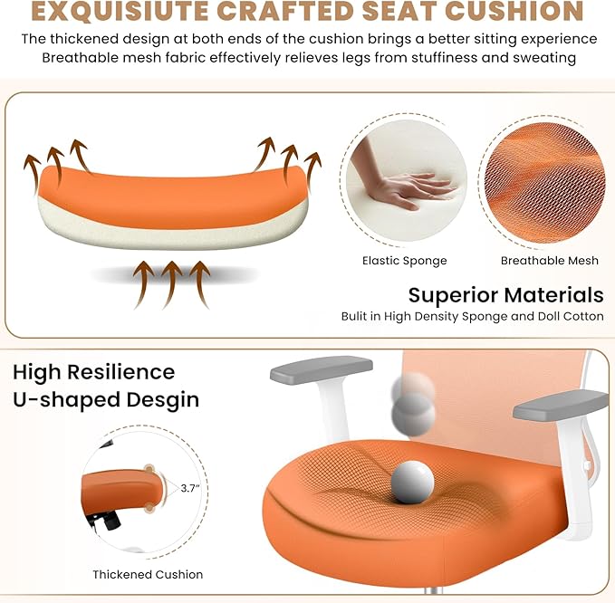 Office Chair Ergonomic Desk Chair with Adjustable Lumbar Support, Swivel Comfy Computer Chair Heavy Duty Executive Chair for Home Office - LeafyLoom