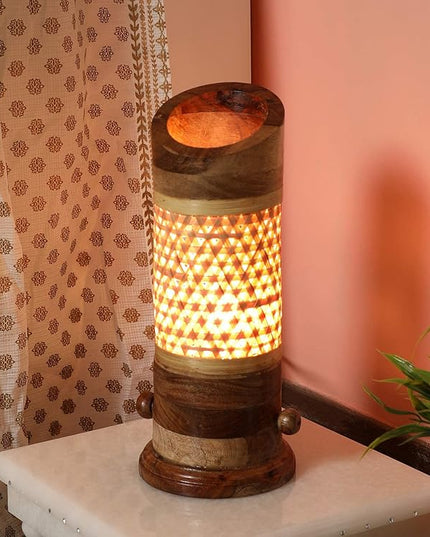 Bamboo and Wooden Table Lamp (Brown) Pack of 1 - LeafyLoom