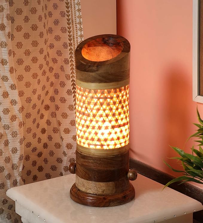 Bamboo and Wooden Table Lamp (Brown) Pack of 1 - LeafyLoom