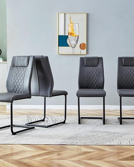 NicBex Dining Chairs Set of 4 Modern Faux Leather High Back Dining Room Kitchen Chairs with Black Metal Legs,Side Chairs for Dining Room, Kitchen,Living Room, and Restaurants,Gray - LeafyLoom