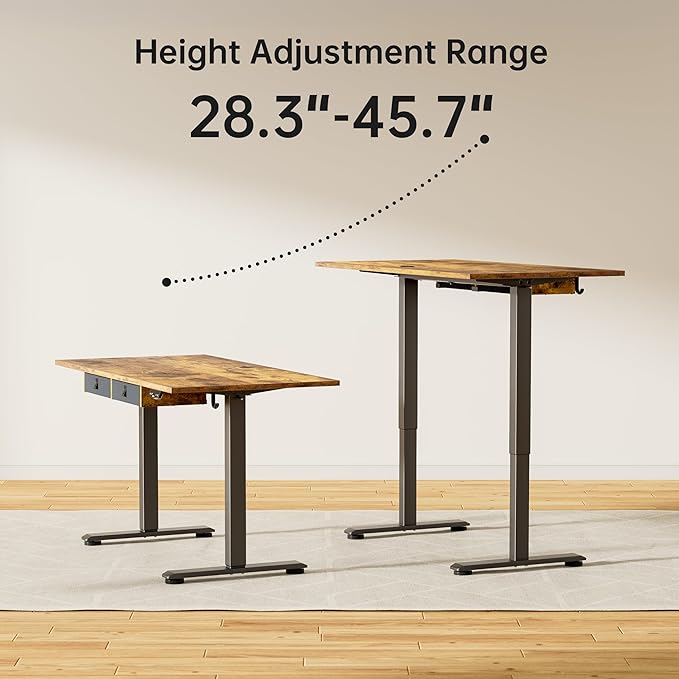Standing Desk with 2 Drawers, Adjustable Height Electric Desk with Storage, 63 x 24 Inches Sit Stand Up Computer Table for Work Office Home, Rustic Brown - LeafyLoom