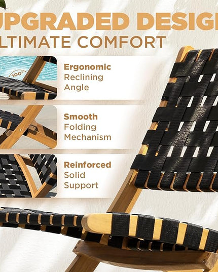 Design Heavy Duty 400lbs Capacity Patio Bistro Piece Outdoor, Onesize, Foldable Reclining Set 3 - LeafyLoom