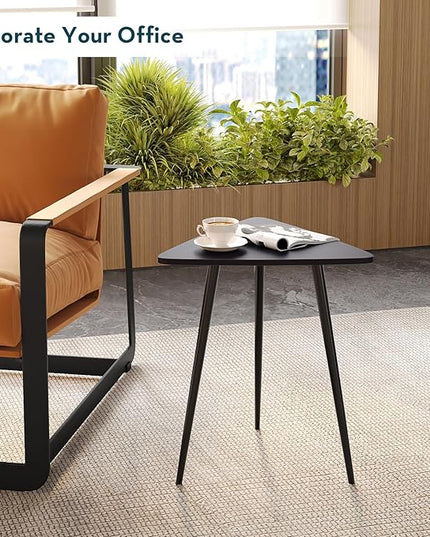 SAYGOER Black End Table for Small Places Triangle Side Table Modern Sofa Table for Living Room Bedroom Office Small Night Stand Metal Legs Bedside Table Classic Black Home Decor, Easy Assembly - LeafyLoom
