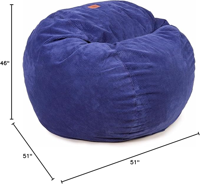 CordaRoy's Chenille Bean Bag Chair, Convertible Chair Folds from Bean Bag to Lounger, As Seen on Shark Tank, Navy - King Size - LeafyLoom