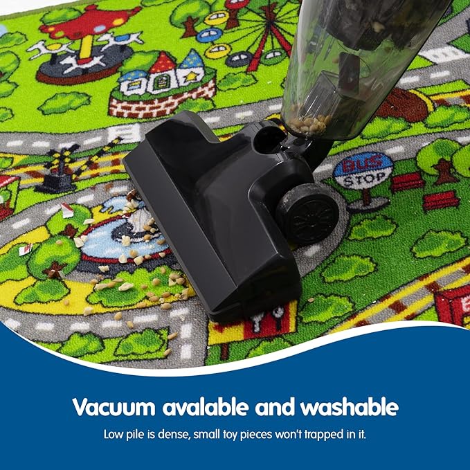 Booooom Jackson City Playmat Rug, Green, 60 x 32 inches, Non-Slip, Machine Washable, Compatible with Hot Wheels and Matchbox Cars, Ideal for Kids Room or Playroom - LeafyLoom