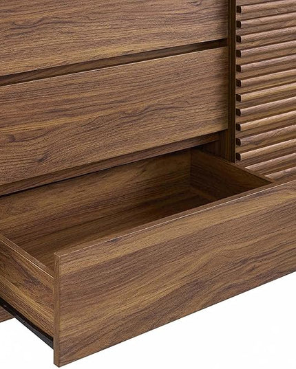 Modway Render 63" Mid-Century Modern Sideboard Buffet Table or TV Stand in Walnut - LeafyLoom
