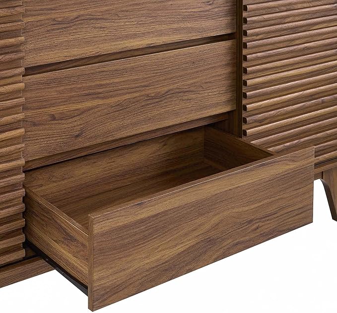 Modway Render 63" Mid-Century Modern Sideboard Buffet Table or TV Stand in Walnut - LeafyLoom