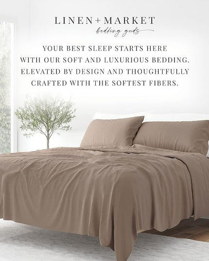 Linen Market Bed Sheets for King Size Bed (Taupe) - Sleep Better Than Ever with These Soft and Cooling King Sheets - Deep Pocket Fits 16" Thick Beds - 4 Piece King Sheet Set - LeafyLoom