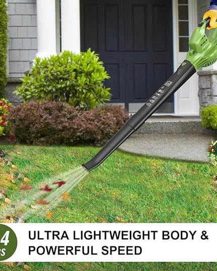 Leaf Blower Cordless- 20V 5.0 Battery-Powered Leaf Blower, 80-150MPH, Upgraded Motor and Mini Electric Leaf Blower with Charging Seat for Use in The Yard or Lawn - LeafyLoom