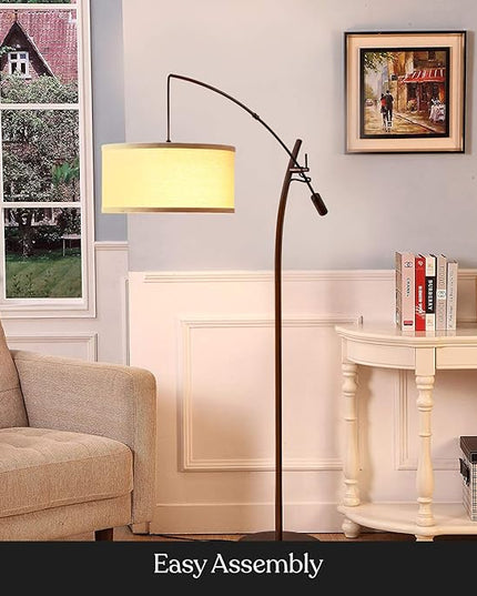 Brightech Grayson LED Floor Lamp, Modern Arc Lamp for Office & Living Room, Tall Lamp with Adjustable Arm, Standing Lamp in Industrial Style for Bedroom Reading - Bronze - LeafyLoom