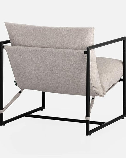 ZINUS Aidan Sling Accent Chair, Pack of 2, Metal Framed Armchair with Shredded Foam Cushioning, Oatmeal - LeafyLoom