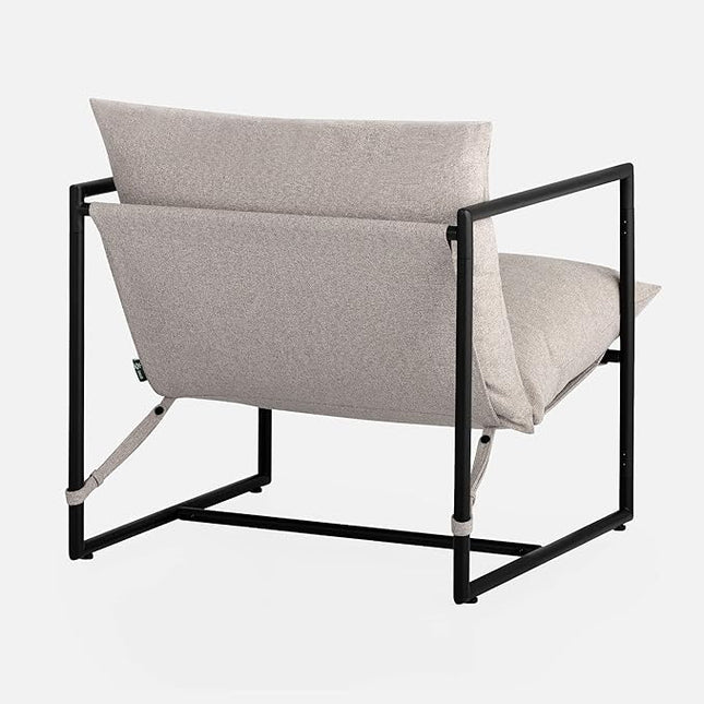 ZINUS Aidan Sling Accent Chair / Metal Framed Armchair with Shredded Foam Cushioning, Oatmeal - LeafyLoom