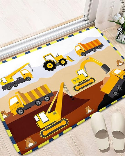 Construction Rugs for Boys Room Car Rug for Boys Room Car Rug Play Mat Kids Rugs for Playroom Car Play Mat Car Rugs for Kids Construction Decor for Boys Room 2'×3' - LeafyLoom