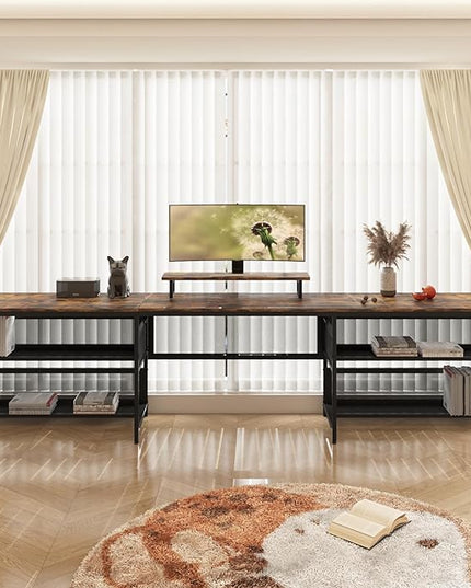 NicBex Laik-DW-00008-DX Desks, 82" W x 43" D x 35" H, Brown - LeafyLoom