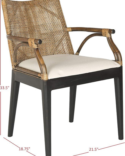 Safavieh Home Gianni Rattan Tropical Woven Arm Chair, Brown/Black - LeafyLoom