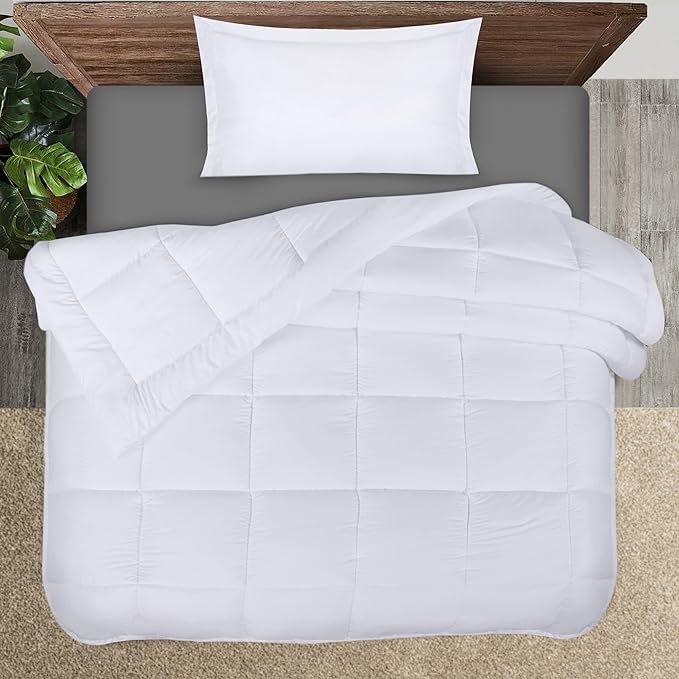 Utopia Bedding Twin Comforter Set Kids with 1 Pillow Sham, Bedding Comforter Sets, Down Alternative White Comforter, Soft and Comfortable, Machine Washable - LeafyLoom