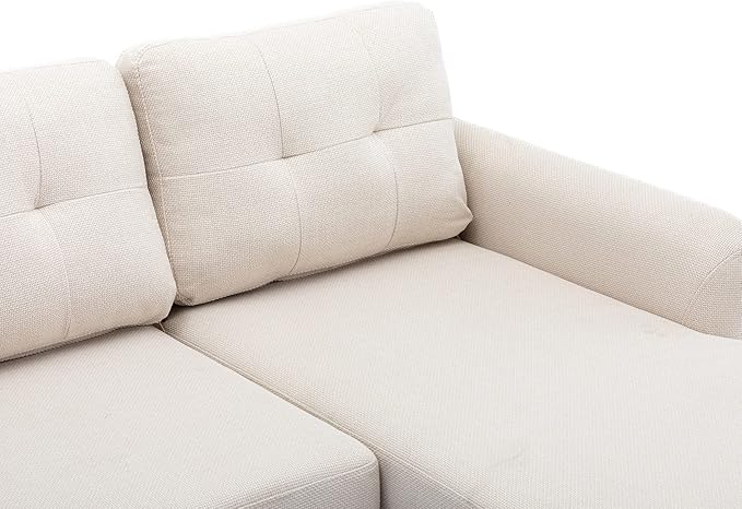 72.44" L-Shaped Reversible Sectional Sofa w/Pull Out Bed & Storage Chaise Lounge,Interior Furniture Comfy Sleeper Corner Couch with 3 Throw Pillows and Pockets,for Dorm,Apartment, Beige-1 - LeafyLoom