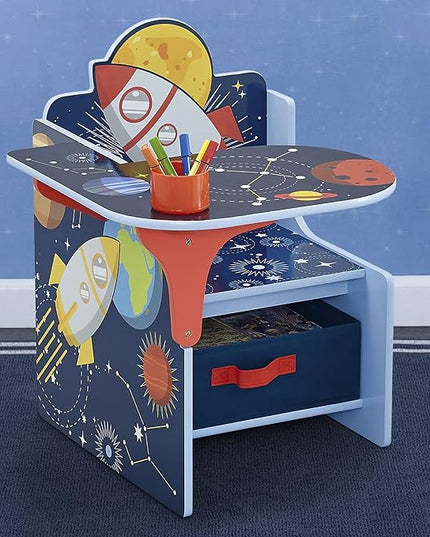 Delta Children Space Adventures Chair Desk with Storage Bin - Ideal for Arts & Crafts, Snack Time, Homeschooling, Homework & More - Greenguard Gold Certified, Blue - LeafyLoom