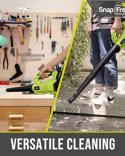 SnapFresh Cordless Leaf Blower - 180 CFM Leaf Blower with Battery & Charger, 2 Section Tubes, Free Control Speed,Lightweight, Electric Leaf Blower for Blowing Leaves, Lawn Care, Dust & Other Debris - LeafyLoom