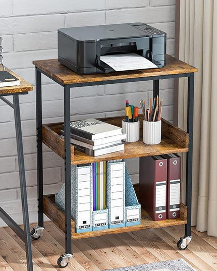 ASTARTH Kitchen Microwave Cart, 3 Tier Rolling Kitchen Utility Cart on Wheels Coffee Cart, Microwave Kitchen Islands Cart with Storage, for Living and Kitchen Room, Coffee Station for Kitchen - LeafyLoom