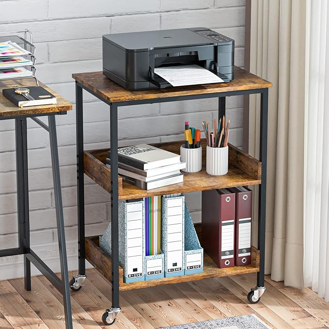 ASTARTH Kitchen Microwave Cart, 3 Tier Rolling Kitchen Utility Cart on Wheels Coffee Cart, Microwave Kitchen Islands Cart with Storage, for Living and Kitchen Room, Coffee Station for Kitchen - LeafyLoom