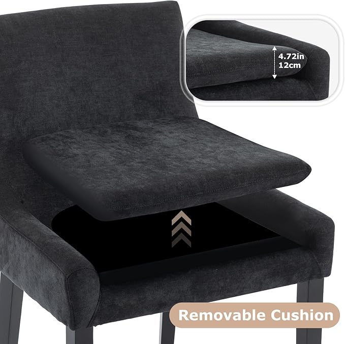 COLAMY Modern Dining Chairs Set of 6, Upholstered Corduroy Accent Side Leisure Chairs with Mid Back and Wood Legs for Living Room/Dining Room-Black - LeafyLoom