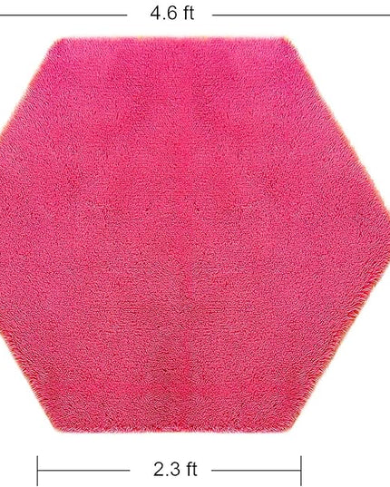 junovo Ultra Soft Rug for Nursery Children Room Baby Room Home Decor Dormitory Hexagon Carpet for Playhouse Princess Tent Kids Play Castle, Diameter 4.6 ft, Hot-pink - LeafyLoom