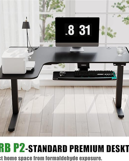 EUREKA ERGONOMIC Standing Desk L Shaped, 60 Inch Gaming Desk Electric Height Adjustable Dual Motor Rising Sit Stand Up Corner Desk for Computer Home Office, Smart Memory Preset Mousepad, Large, Left - LeafyLoom