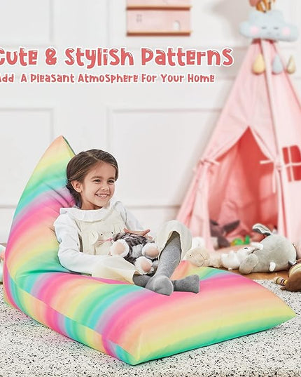 Nobildonna Stuffed Animal Storage Bean Bag for Kids (No Filler), Extra Large 250L Bean Bag Chair Cover Only, Washable Beanbag Without Filling Soft Premium Canvas Stuffable Bean Bag Cover (Stripes) - LeafyLoom