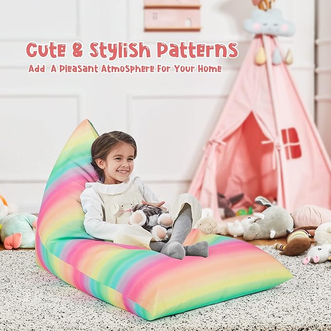 Nobildonna Stuffed Animal Storage Bean Bag for Kids (No Filler), Extra Large 250L Bean Bag Chair Cover Only, Washable Beanbag Without Filling Soft Premium Canvas Stuffable Bean Bag Cover (Stripes) - LeafyLoom