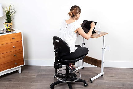 Mind Reader Woodland Collection, Mobile Sit/Stand Laptop Desk Adjustable, Lockable Casters, Portable, 21.75" L x 15.75" W x 33" H, Medium, Brown - LeafyLoom