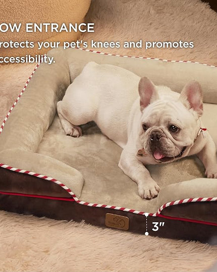Bedsure Orthopedic Dog Bed for Medium Dogs - Waterproof Dog Sofa Beds Medium, Supportive Foam Pet Couch Bed with Removable Washable Cover, Waterproof Lining and Nonskid Bottom, Brown BEDSURE