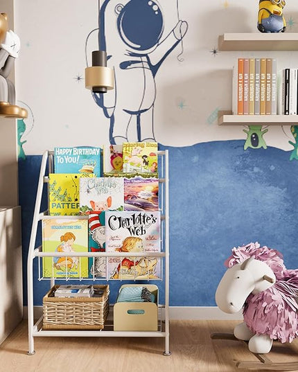 aboxoo Kids Bookshelf Toddler Freestanding for Children Room 18 inches Small Toddler Bookcase Toy Organizer White Stable Bookcase Bookstore Library Book Unit Storage for Small Place - LeafyLoom