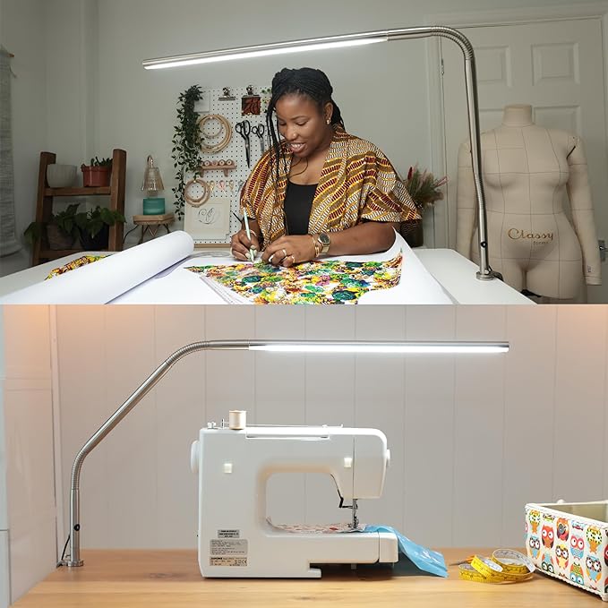 Daylight Company, LLC U35108 Slimline 3 Table Lamp-LED-80 CRI-Eye Care-4 Brightness Levels, 3,000 LUX at 30 cm, 1,065 LUMENS-4 Step DIMMER Mode, Brushed Steel, 25.6 x 30 x .8 - LeafyLoom