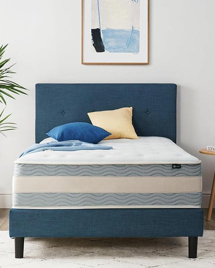 Zinus 12 Inch Cooling Comfort Support Hybrid Mattress [New Version], Queen, Fiberglass free, Medium Plush, Cooling Motion Isolation, Certified Safe Foams & Fabric, Mattress in A Box - LeafyLoom