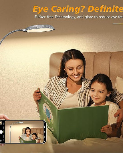 LED Floor Lamp, 18W Bright Floor Lamps for Living Room, Stepless Adjustable Colors & Brightness Standing Lamp with Timer, Remote & Touch Control, Eye Caring Reading Lights for Bedroom,Office - LeafyLoom