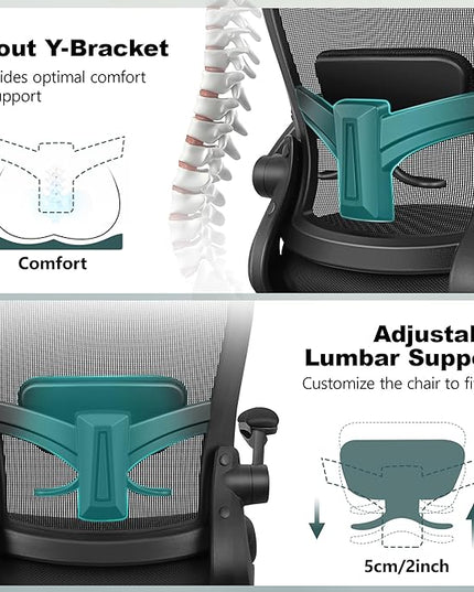 FelixKing Drafting Chair Ergonomic Tall Office Chair, Breathable Mesh Chair with Adjustable Footrest Ring Lumbar Support Flip-up Armrests, High Back Executive Comfy Task Computer Chair for Home Office - LeafyLoom