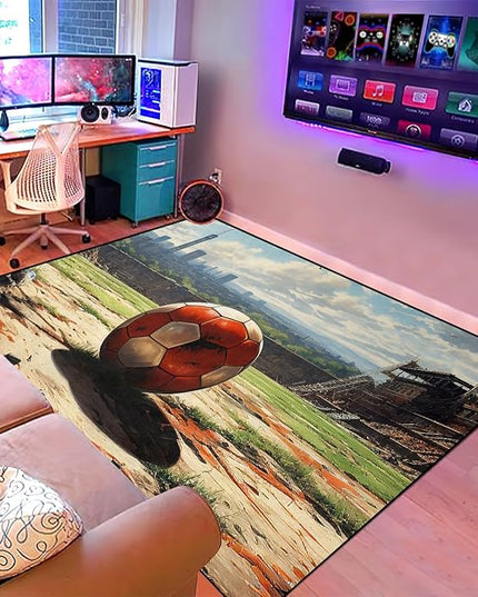 Football Rug - Football Decor for Boys Bedroom Soccer Rug for Play Area Football Printed Rug for Kids Room Basketball Rugs for Teen Boys Bedroom Playmat Area Rugs for Kids Rooms,3'×4' - LeafyLoom