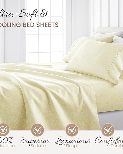 Linen Market 4 Piece California King Bedding Sheet Set (Ivory Wheatfield) - Sleep Better Than Ever with These Ultra-Soft & Cooling Bed Sheets for Your Cal King Size Bed - Deep Pocket Fits 16" Mattress - LeafyLoom