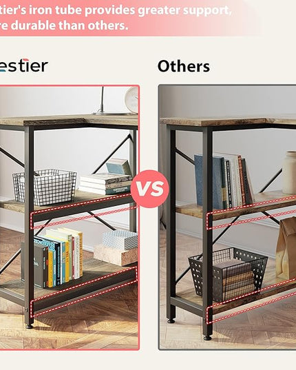 Bestier Small L Shaped Desk with Storage Shelves 47 Inch Corner Computer Desk Writing Study Table for Home Office Small Space, Gray - LeafyLoom