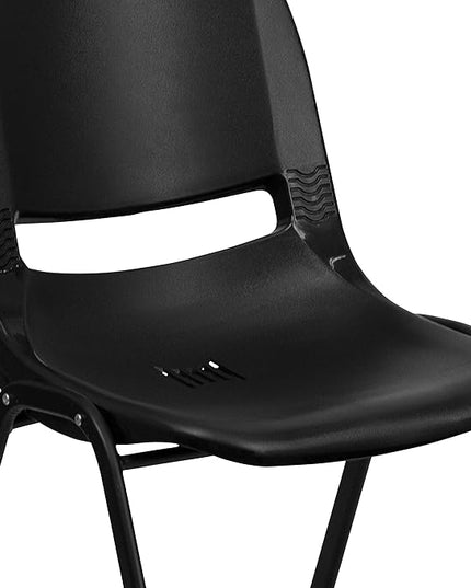 Flash Furniture HERCULES Series 440 lb. Capacity Kid's Black Ergonomic Shell Stack Chair with Black Frame and 12" Seat Height, Set of 1 - LeafyLoom