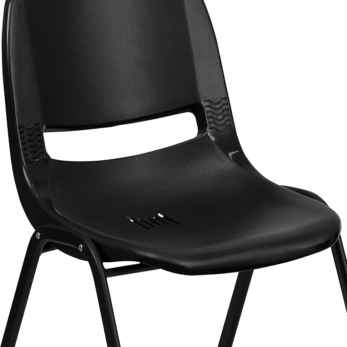 Flash Furniture HERCULES Series 440 lb. Capacity Kid's Black Ergonomic Shell Stack Chair with Black Frame and 12" Seat Height, Set of 1 - LeafyLoom