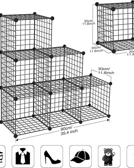 TUMUCUTE Wire Cube Storage Organizer, Metal Storage Shelves Bookshelf, Stackable Modular Closet Organizer for Bedroom Living Room, Office, Storage Shelves (6 Cubes, Iron) - LeafyLoom