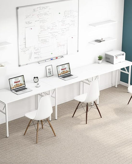 Need Office Computer Desk - 47.2L Sturdy and Heavy Duty Folding Laptop Table,Writing Table/Home Office Desk/Sewing Table,No Assembly Required,White AC5DW(120 * 60) - LeafyLoom