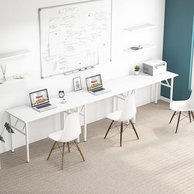 Need Office Computer Desk - 47.2L Sturdy and Heavy Duty Folding Laptop Table,Writing Table/Home Office Desk/Sewing Table,No Assembly Required,White AC5DW(120 * 60) - LeafyLoom